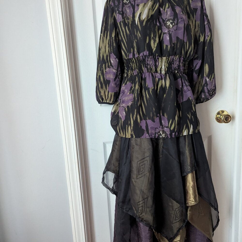 Handmade green purple & black Renaissance dress Belt Not Included - Picture 5 of 11
